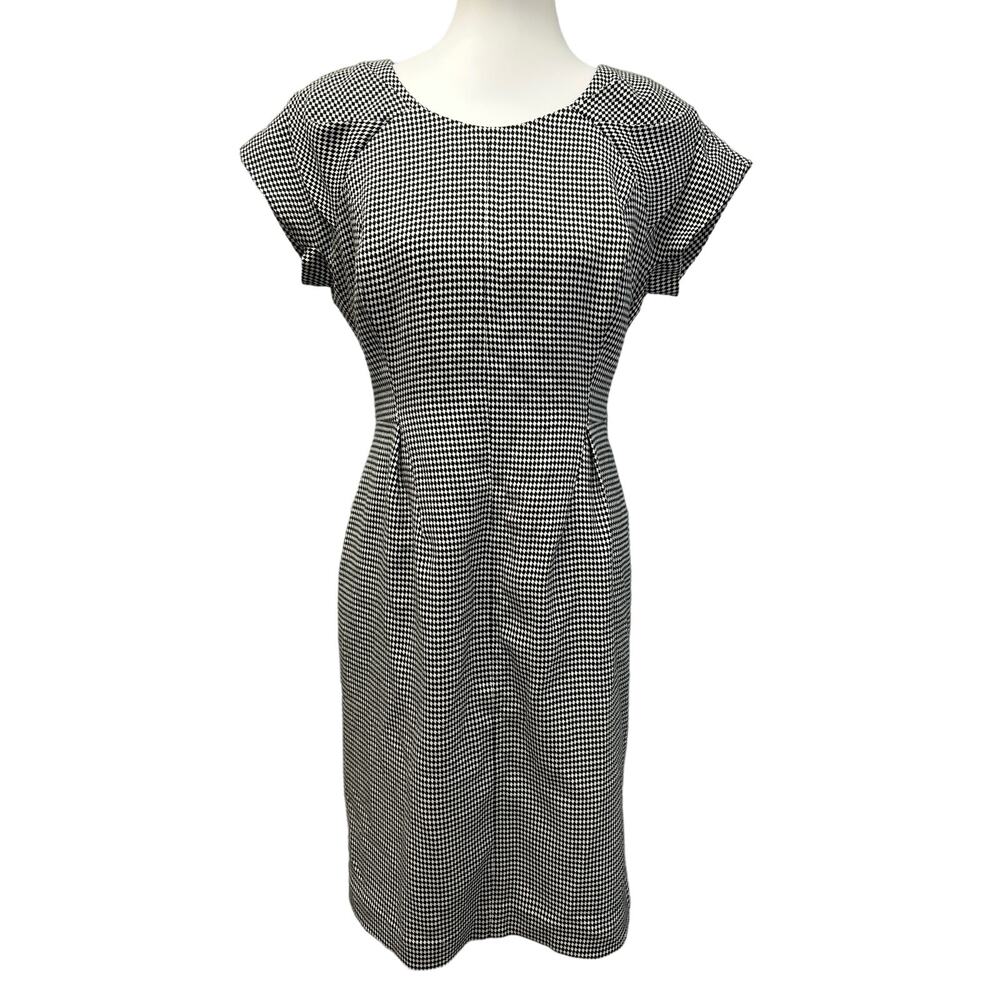 Worthington Womens Size 8 Short Sleeve Gingham Check Mod Midi Career Dress